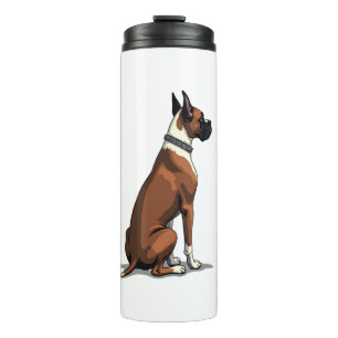 Garrafa Térmica Ilustração de cachorro boxer vintage por trás marr