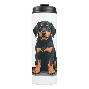 Garrafa Térmica Ilustração de Cachorro Preto e Marrom Vista Poster
