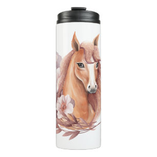 Garrafa Térmica Ilustração de Cavalo Floral