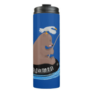 Garrafa Térmica Ilustração de desenho animado da pesca de filhot