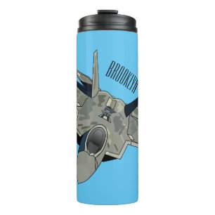 Garrafa Térmica Ilustração de desenho animado de aeronaves de comb