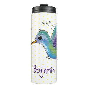 Garrafa Térmica Ilustração de desenho animado de bee hummingbird
