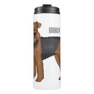 Garrafa Térmica Ilustração de desenho animado de cão Airedale terr