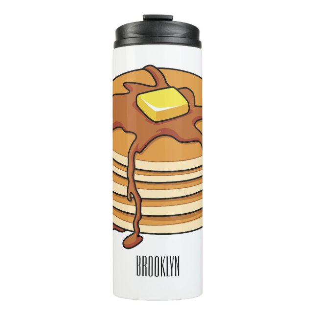 Garrafa Térmica Ilustração de desenho animado de Pancake (Frente)