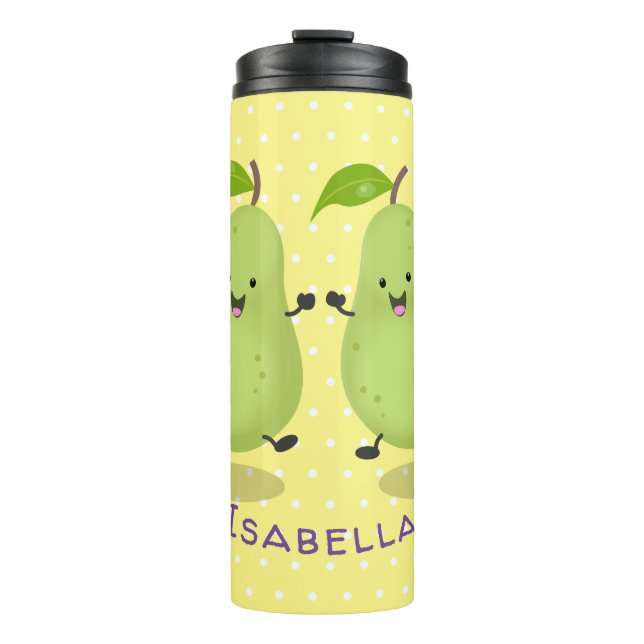 Garrafa Térmica Ilustração de desenho animado de par de pera-cúpul (Frente)