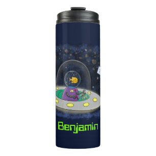 Garrafa Térmica Ilustração de desenho animado de peixe ufo feliz e