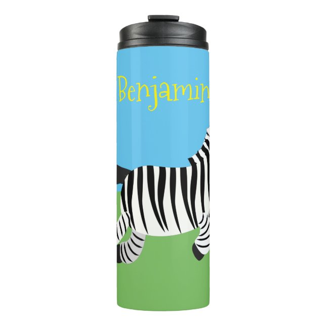 Garrafa Térmica Ilustração de desenho animado de zebra engraçada e (Frente)