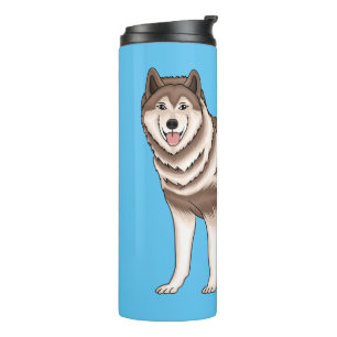 Garrafa Térmica Ilustração de desenho animado siberiano husky