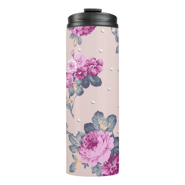Garrafa Térmica ilustração de design de flores bonitas, arte, patê (Frente)