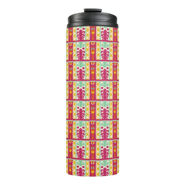 Garrafa Térmica Ilustração de Design de Têxtil Tradicional Indiana (Frente)