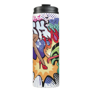 Garrafa Térmica ilustração de grafite com letras de grafite de rua