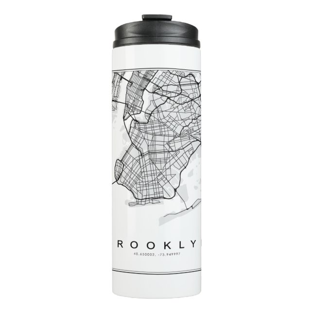Garrafa Térmica Ilustração de Mapa do Brooklyn (Frente)
