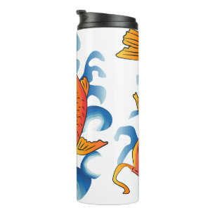 Garrafa Térmica Ilustração de Peixe de Natação Koi