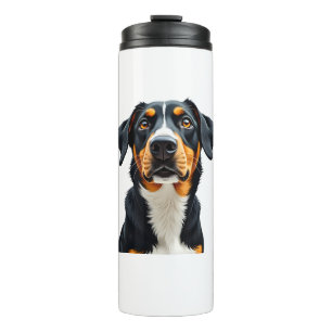 Garrafa Térmica Ilustração de retrato de cachorro colorido retrô V