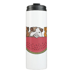 Garrafa Térmica Ilustração de Suínos e Melancia Reproduzíveis