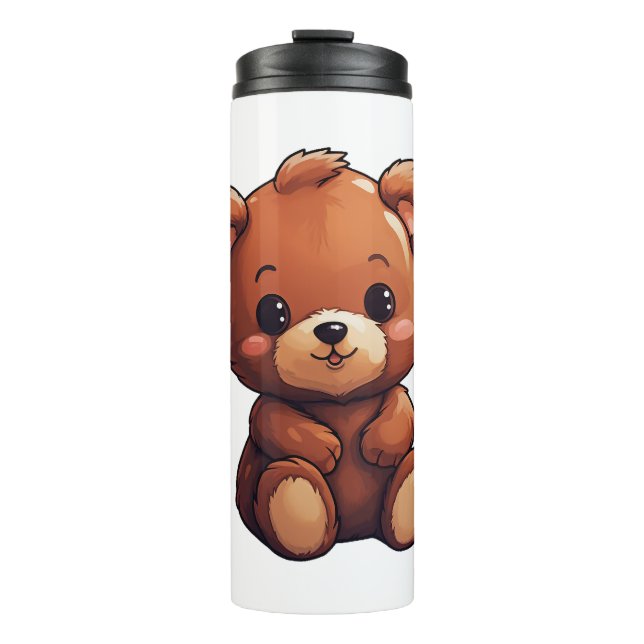 Garrafa Térmica Ilustração de urso de desenho animado (Frente)