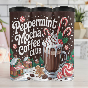 Garrafa Térmica Ilustração do Clube de Café Peppermint Mocha