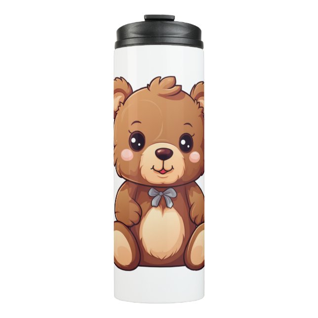 Garrafa Térmica Ilustração do urso de desenho animado (Frente)
