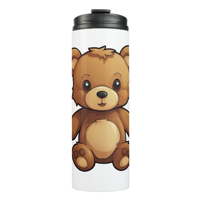 Garrafa Térmica Ilustração do urso de desenho animado (Frente)