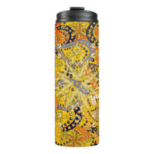 Garrafa Térmica Ilustração em cores amarela, laranja e marrom. I