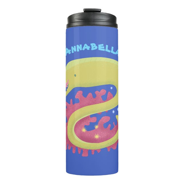 Garrafa Térmica Ilustração engraçada de desenho animado de enguia  (Frente)