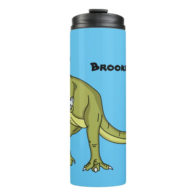Garrafa Térmica Ilustração engraçada do dinossauro T rex (Frente)