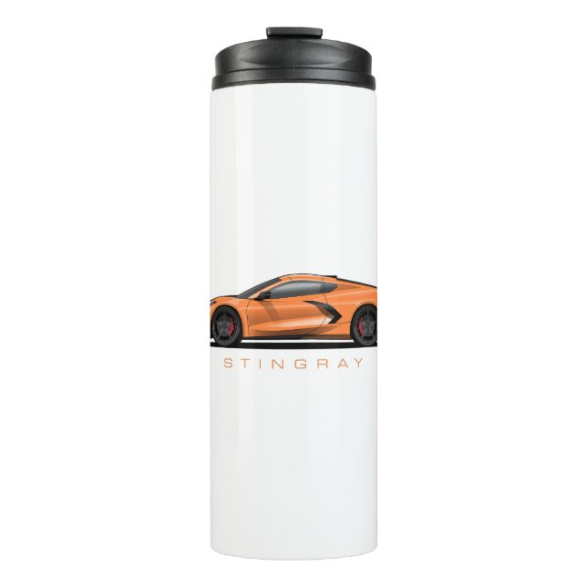 Garrafa Térmica Ilustração preta do Chevy Corvette C8 (Frente)