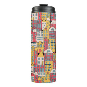 Garrafa Térmica ilustração vintage de um edifício urbano no