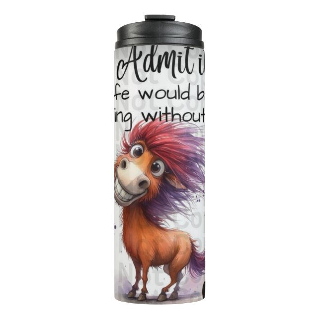 Garrafa Térmica 🐴 IMAGEM COM ELE PENSA NO TÚMULO Térmico (Frente)