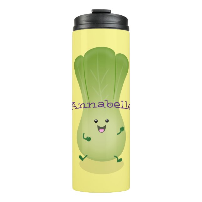 Garrafa Térmica Imagem de desenho animado bonito de "baby bok choy (Frente)