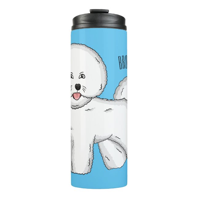 Garrafa Térmica Imagem de desenho animado de cachorro de frise de  (Frente)