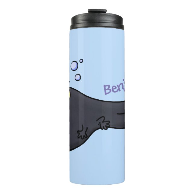 Garrafa Térmica Imagem de desenho animado de girino divertido (Frente)