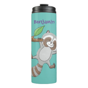 Garrafa Térmica Imagem do desenho animado do bebê guaxinim feliz