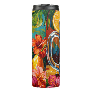 Garrafa Térmica Impasto de pintura a óleo de coquetel de verão tro