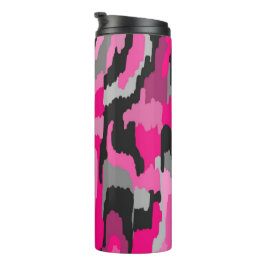 Garrafa Térmica Impressão de Abstrato preto-e-rosa e branco