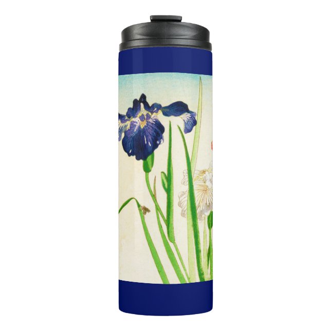 Garrafa Térmica Impressão de Aquarela Iris Japonês (Frente)