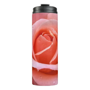 Garrafa Térmica Impressão de Arte Botânica Rosa Romântica