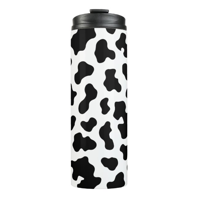 Garrafa Térmica Impressão de Couro de Vaca Preto e Branco (Frente)