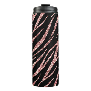 Garrafa Térmica Impressão de Zebra Negra Rosa Dourada do Luxo Femi