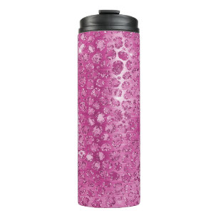 Garrafa Térmica Impressão Leopardo Branca Cor-de-Rosa