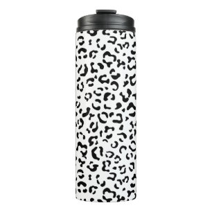 Garrafa Térmica Impressão Leopardo, Manchas Leopardo, Preto E Bran
