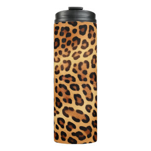 Garrafa Térmica Impressão Leopardo Ouro Preto Castanho