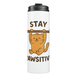 Garrafa Térmica Impressionante impressão de citação "Stay pawsitiv