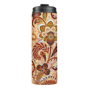 Garrafa Térmica Indian Paisley: Floral Vintage Brown