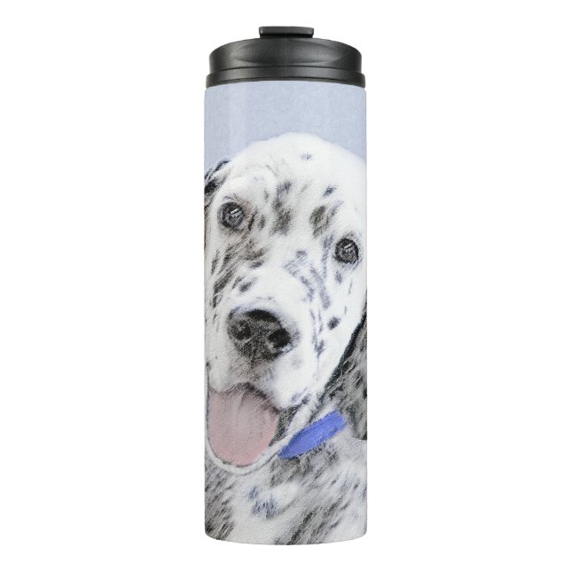 Garrafa Térmica Inglês Setter Blue Belton pintando arte canina (Frente)