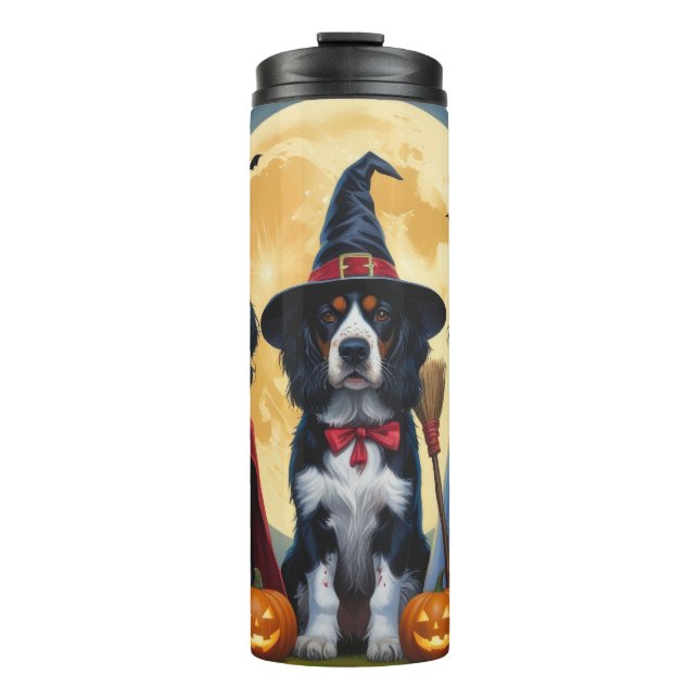 Garrafa Térmica Inglês Setter Cães Pumpkin Halloween Engraçado (Frente)