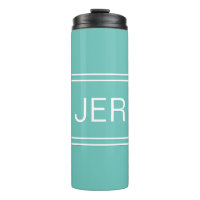 Iniciais Monogramados Drinkware de Viagem de Teal 