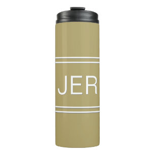 Garrafa Térmica Iniciais monogramados Viagem Drinkware Dourado Whi