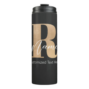 Garrafa Térmica Inicial R & Nome Personalizado Monogramado Moderno
