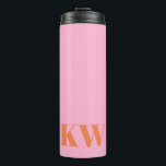 Garrafa Térmica Iniciales Personalizadas de Monograma Rosa Laranja<br><div class="desc">Térmica Personalizada com Monograma de Inicial Maiúscula Laranja Rosa Moderno</div>